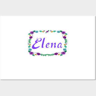 Top 10 best personalised gifts 2022  - Elena personalised,personalized name in purple with floral border - custom name Posters and Art